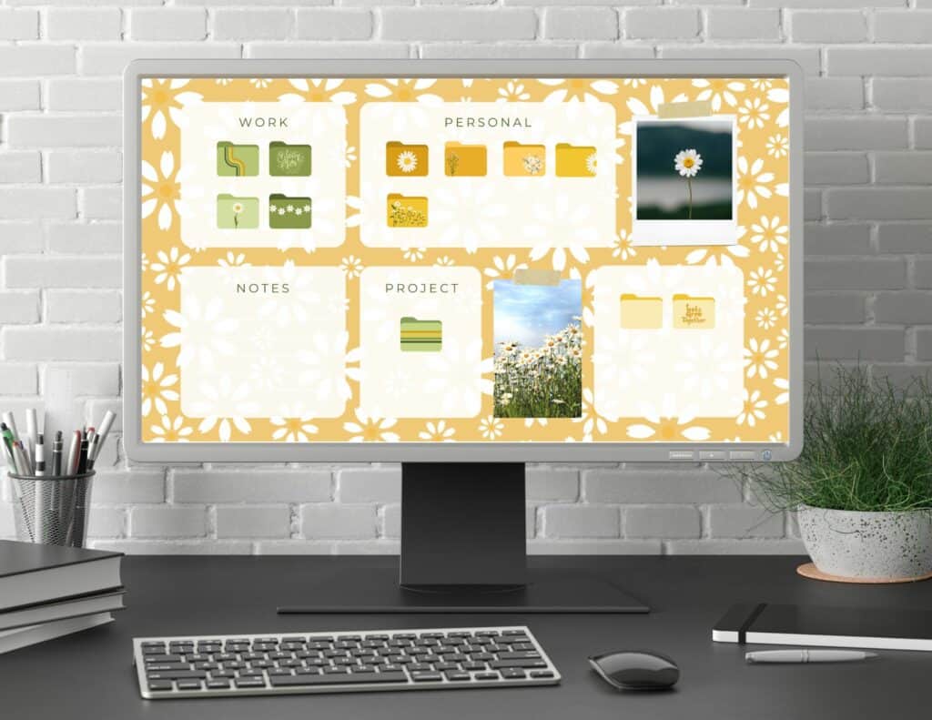 flower themed computer desktop wallpaper organizer