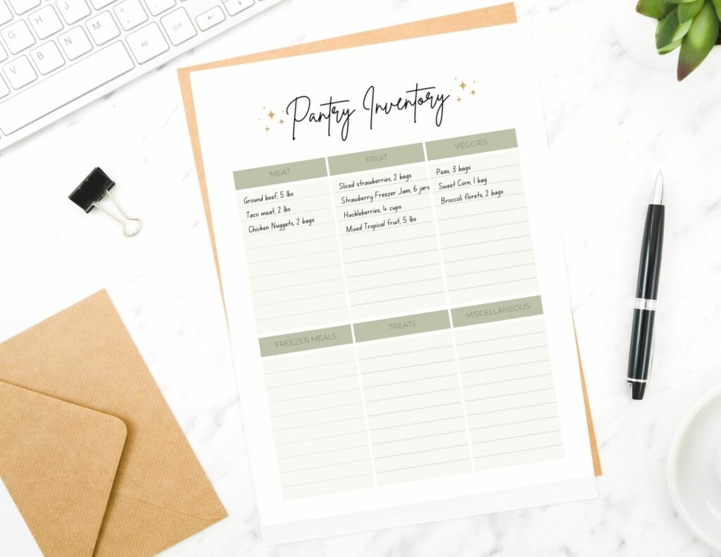 pantry inventory template