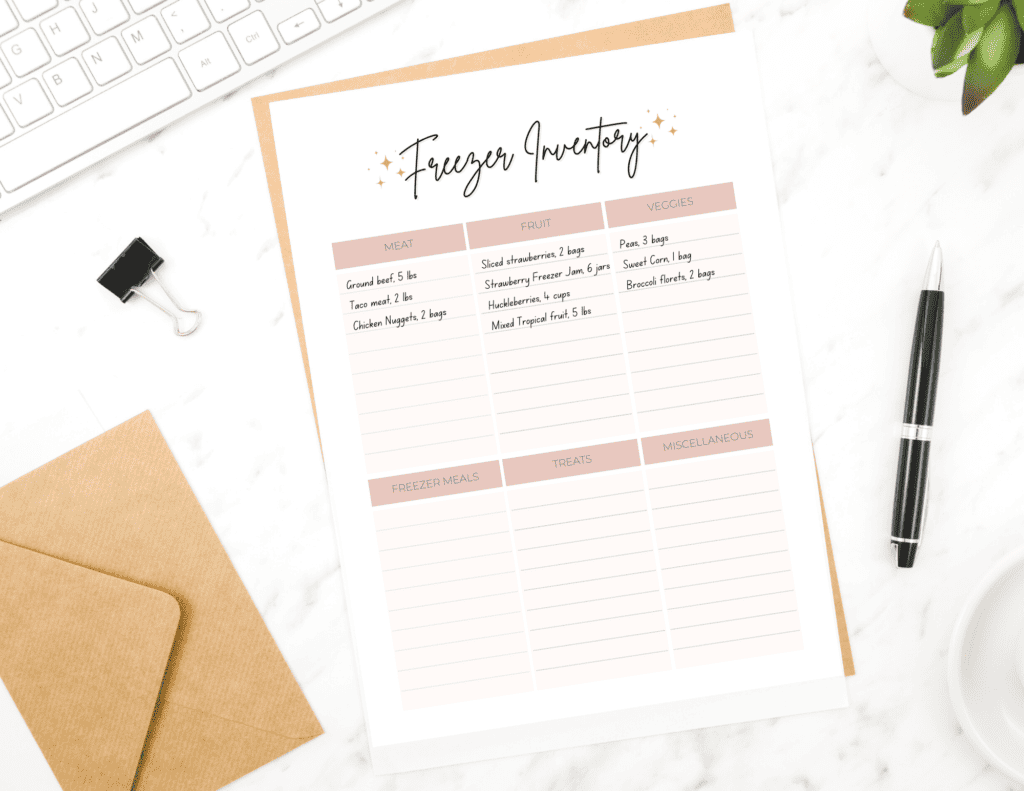 printable freezer inventory