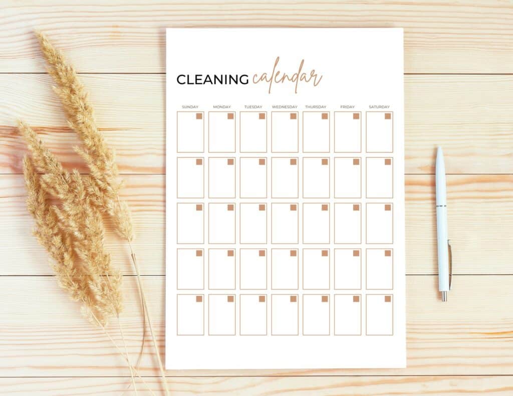 fall cleaning calendar