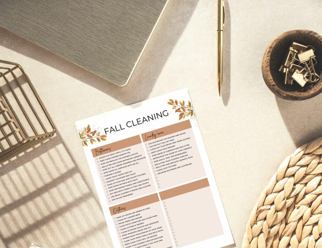 fall cleaning checklist printable