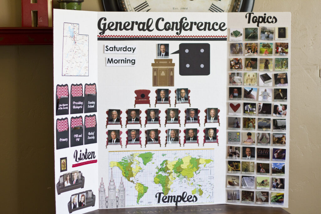 general conference activity board with speakers