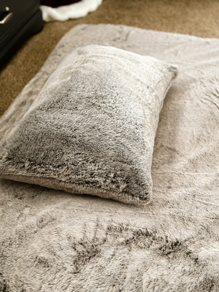 faux fur heated pillow